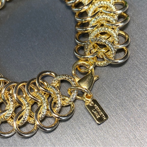 Kenneth Jay Lane 22K Gold Plt Mega Wide Bracelet Y2K - Picture 9 of 16